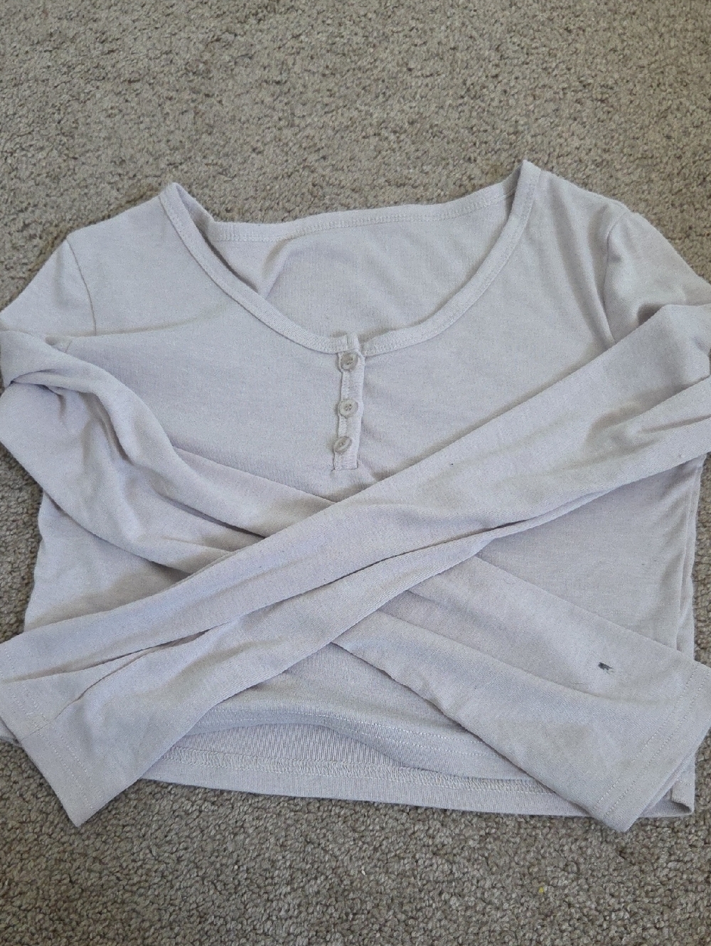 Women's Lavender Scoop-Neck Henley Long-Sleeve Top
